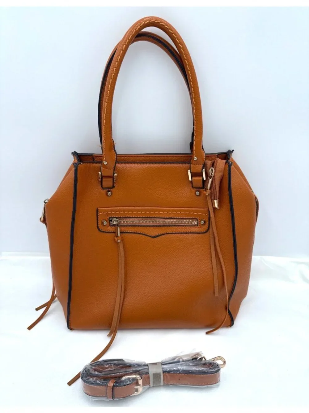Mellow World Faux Leather Tote/Satchel Detachable Strap & Gold Hardware